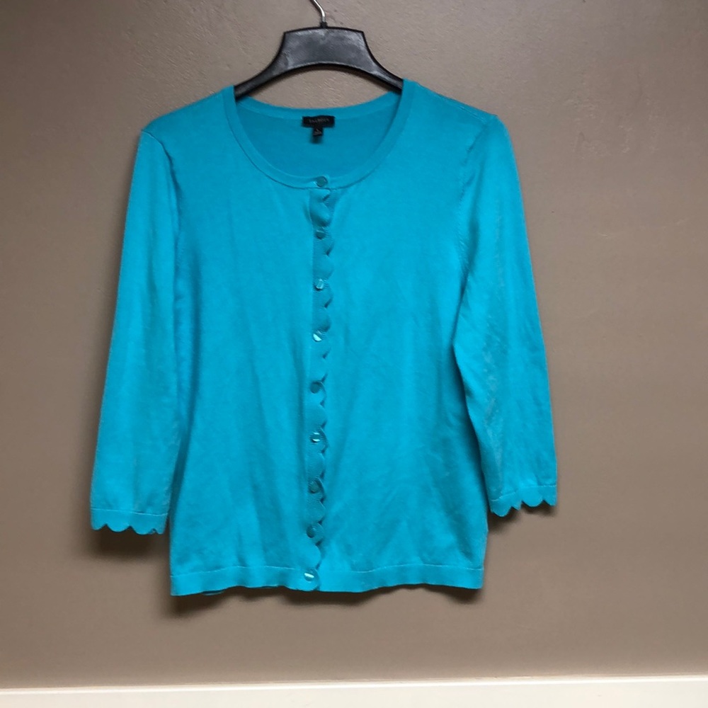 Talbots scalloped button down sweater